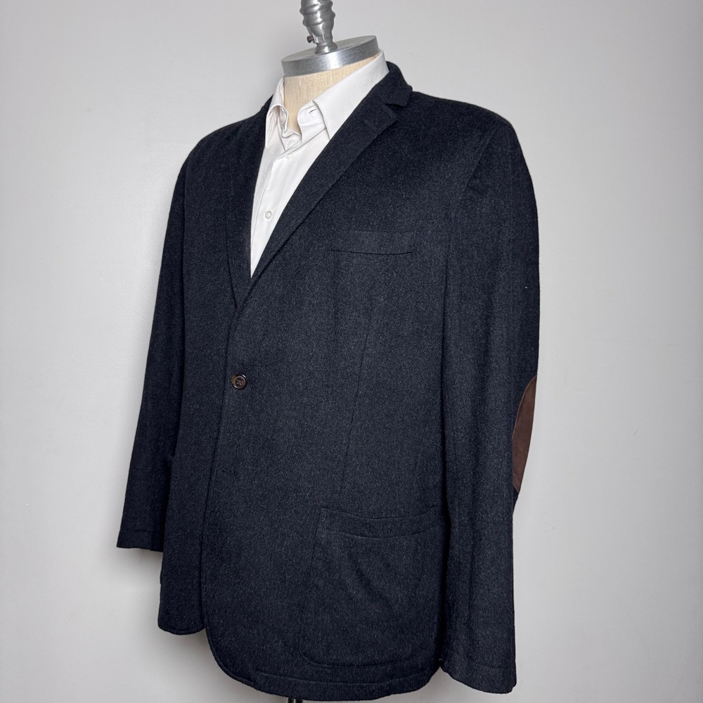 Cremieux‎ Blazer Mens XXL Charcoal Gray Solid Wool Elbow Patches Sport Coat